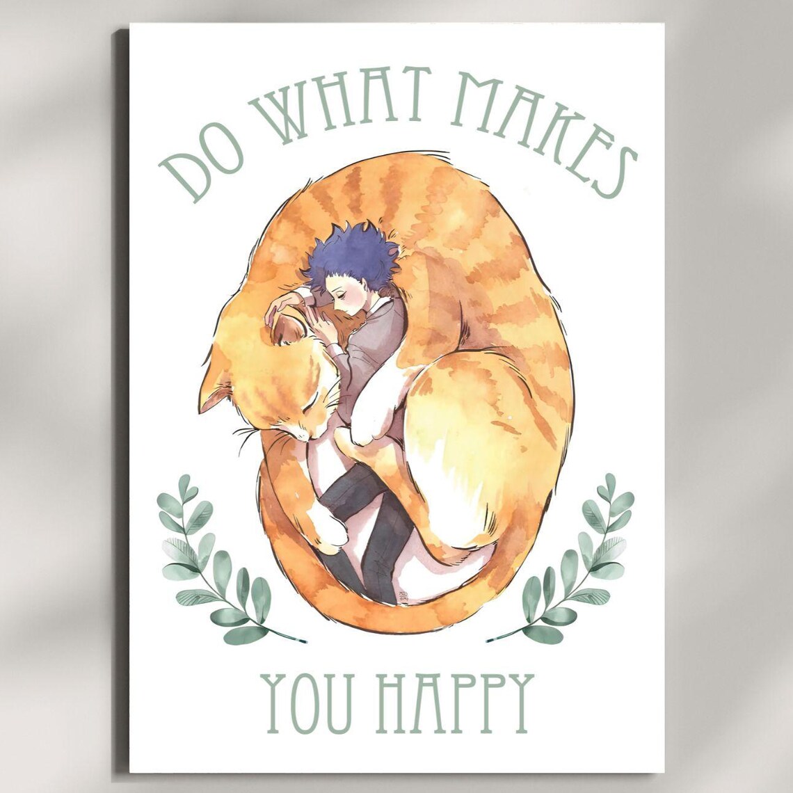 Ginger Cat Painting, Positive Affirmation Quote