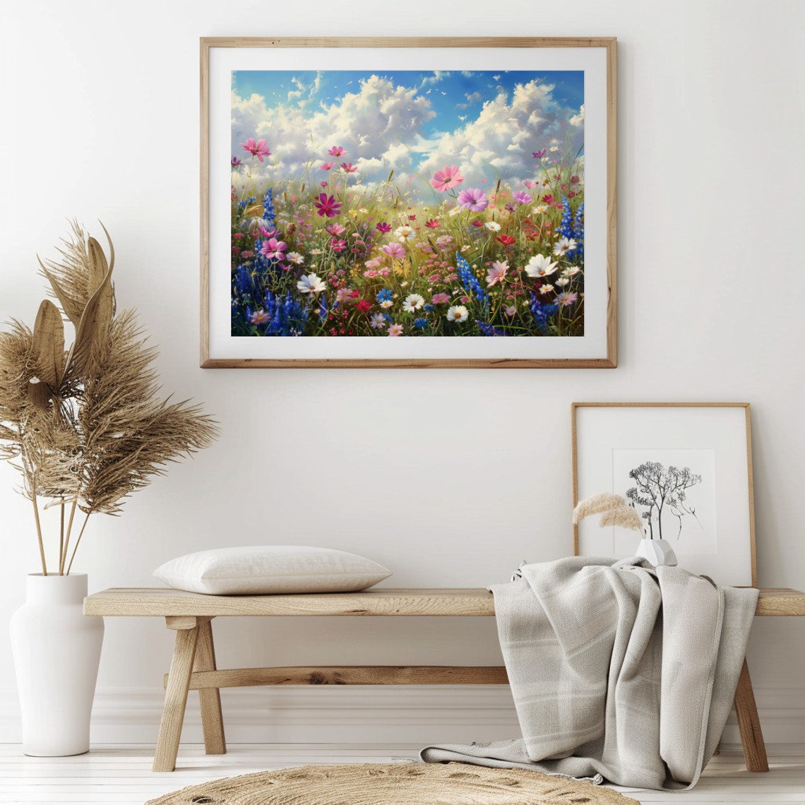 Vivid Wildflower Field With Cosmos And Blue Delphiniums Summer Poster - Image 2