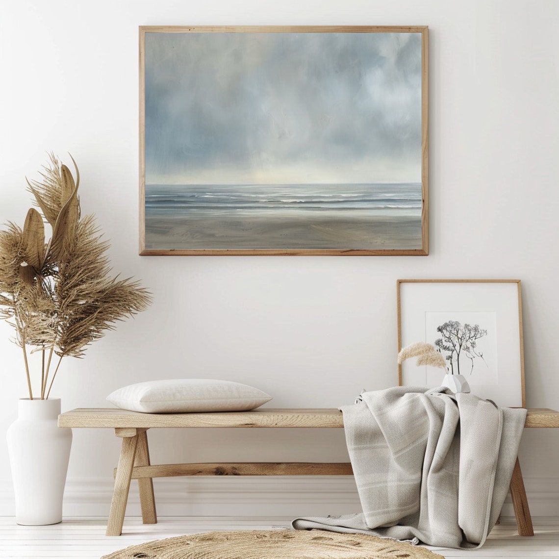 Vintage Seascape Coastal Painting Moody Coastal Wall Art 02 - Image 2