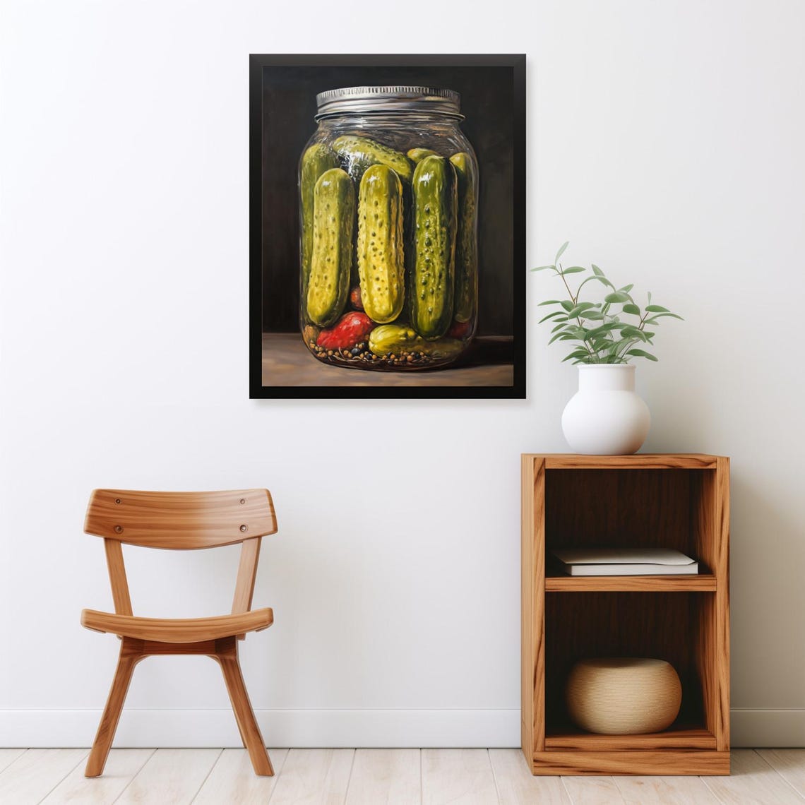 Glass Mason Jar of Pickles with Peppers Rustic Kitchen Poster - Image 2