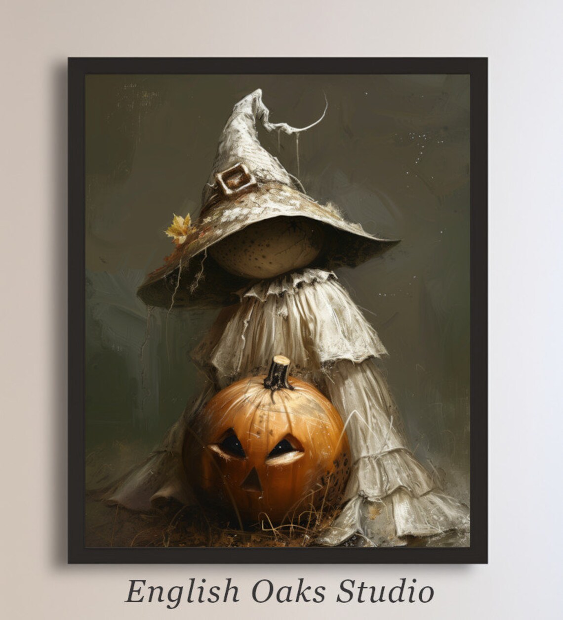 Spooky Doll in Witch Hat, Vintage Halloween Poster