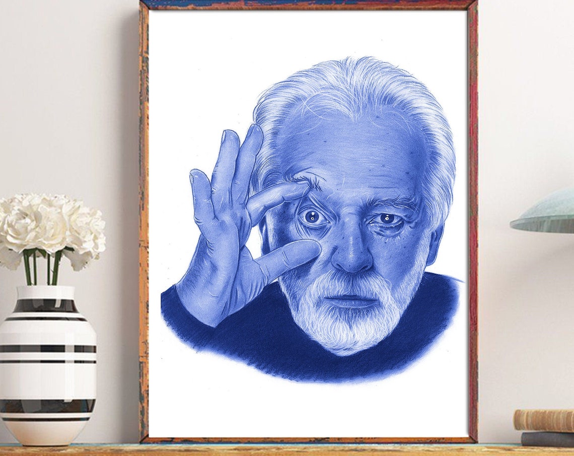 Alejandro Jodorowsky Blue Ballpoint Portrait Cinema Decor Poster