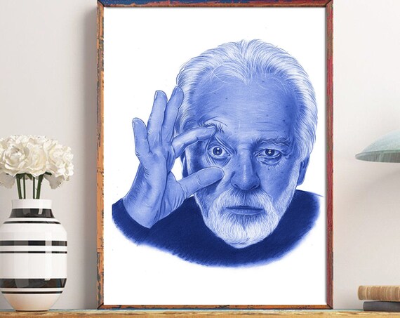 Alejandro Jodorowsky Blue Ballpoint Portrait Cinema Decor Poster