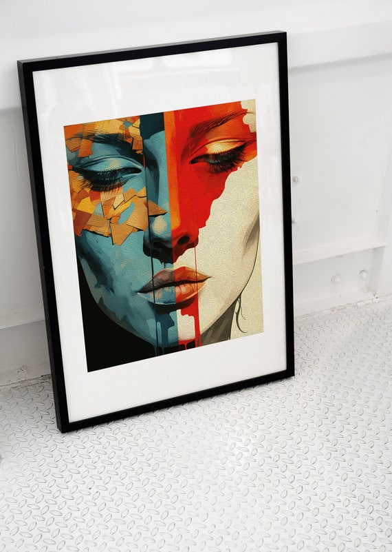 Abstract Woman Oil Painting Colorful Portrait Art