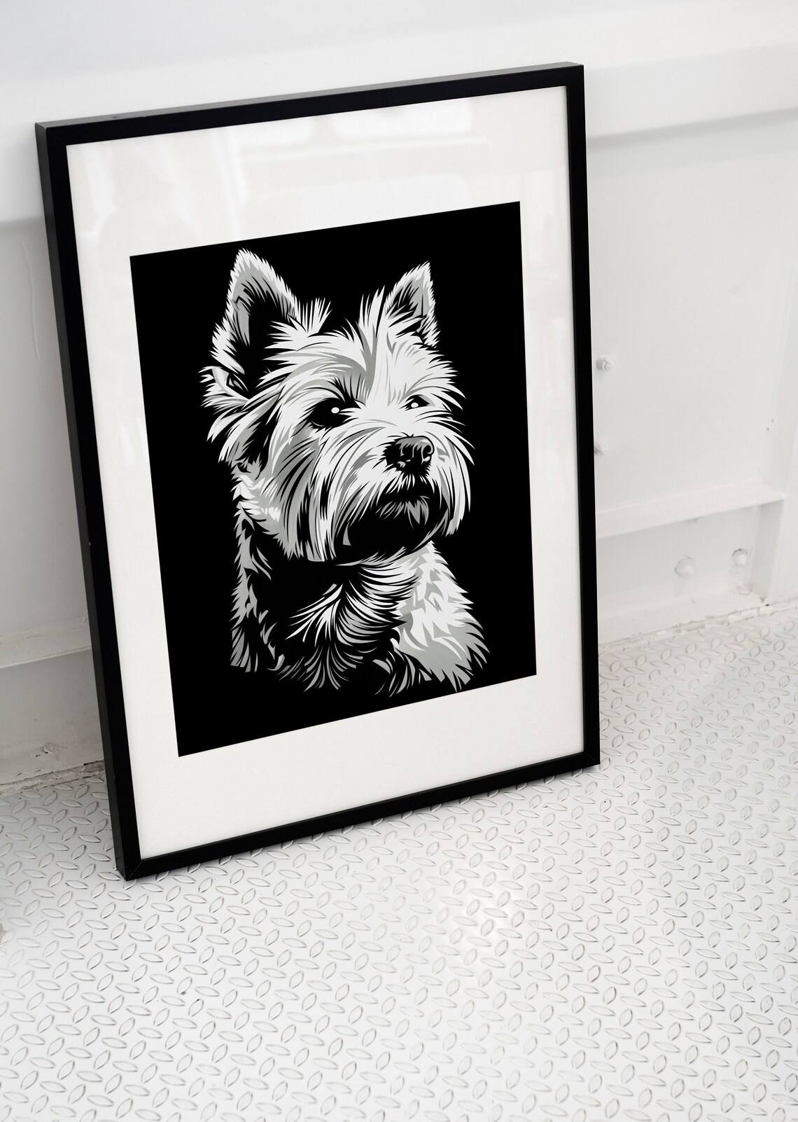 West Highland White Terrier Pop Art Black White Dog Portrait Poster