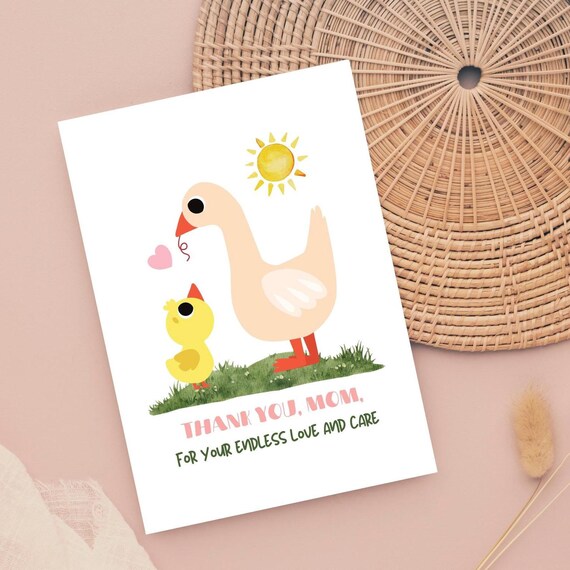 Mama Goose Wall Art Cute With Baby Print Thank You Mom Mothers Day Card Gift For Mother Farmhouse Animal Gosling