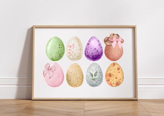 Watercolor Easter Eggs In Pastels Cowboy Hat Spring Egg Print