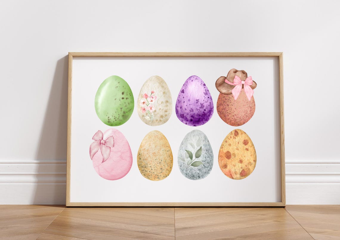Watercolor Easter Eggs In Pastels Cowboy Hat Spring Egg Print