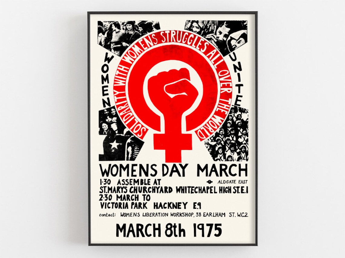 Womens Day March 1975 London Feminist Protest Exhibition Poster