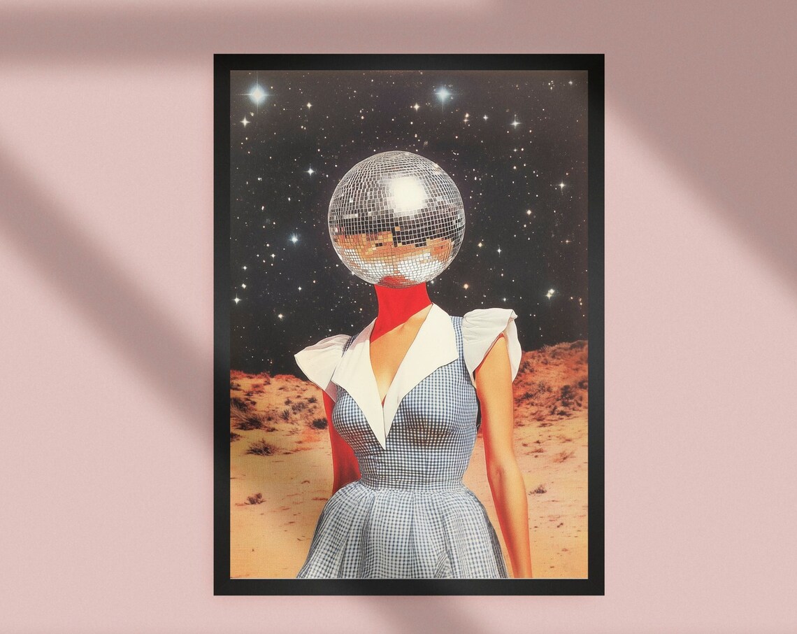 Mirror Ball Space, 50s Coquette Art Print