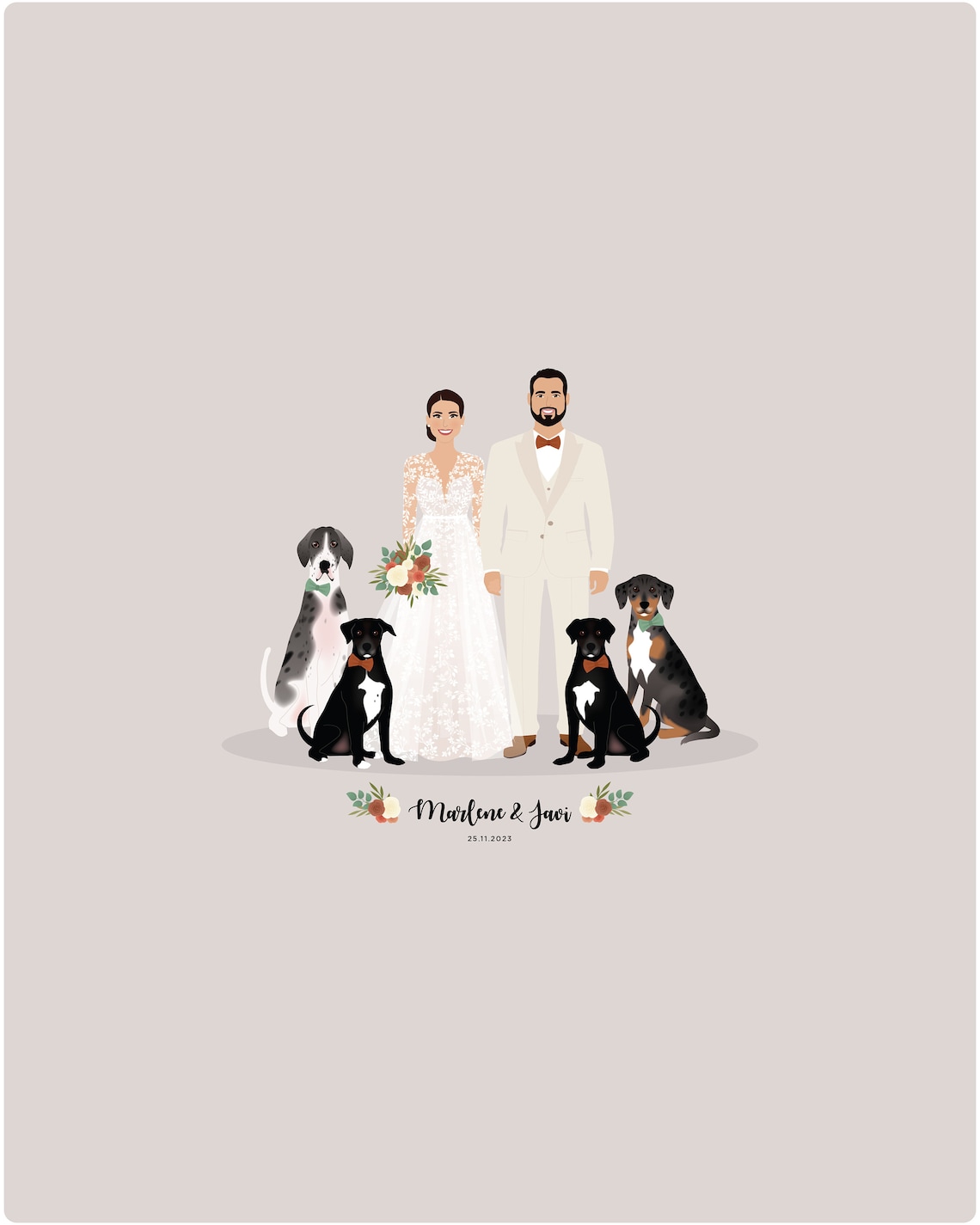 Custom Wedding Guest Book Alternative Couple and Dogs Signature Poster - Image 4