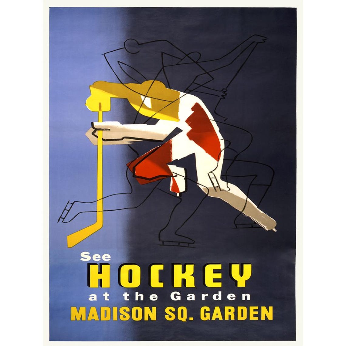 See Hockey at the Garden Madison Square Garden Vintage Poster