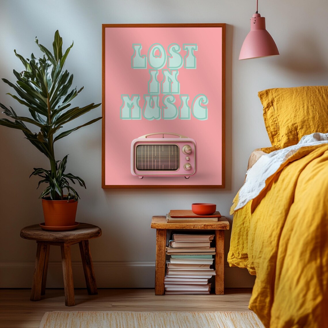 Lost In Music, Retro Art Print Gift For Music Lover