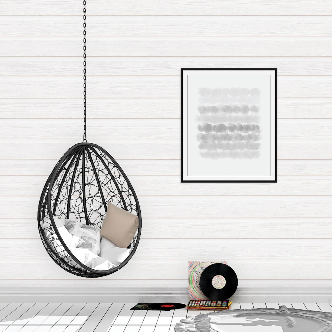 Gray Watercolor Brush Stroke Abstract Modern Minimalist Wall Art - Image 3