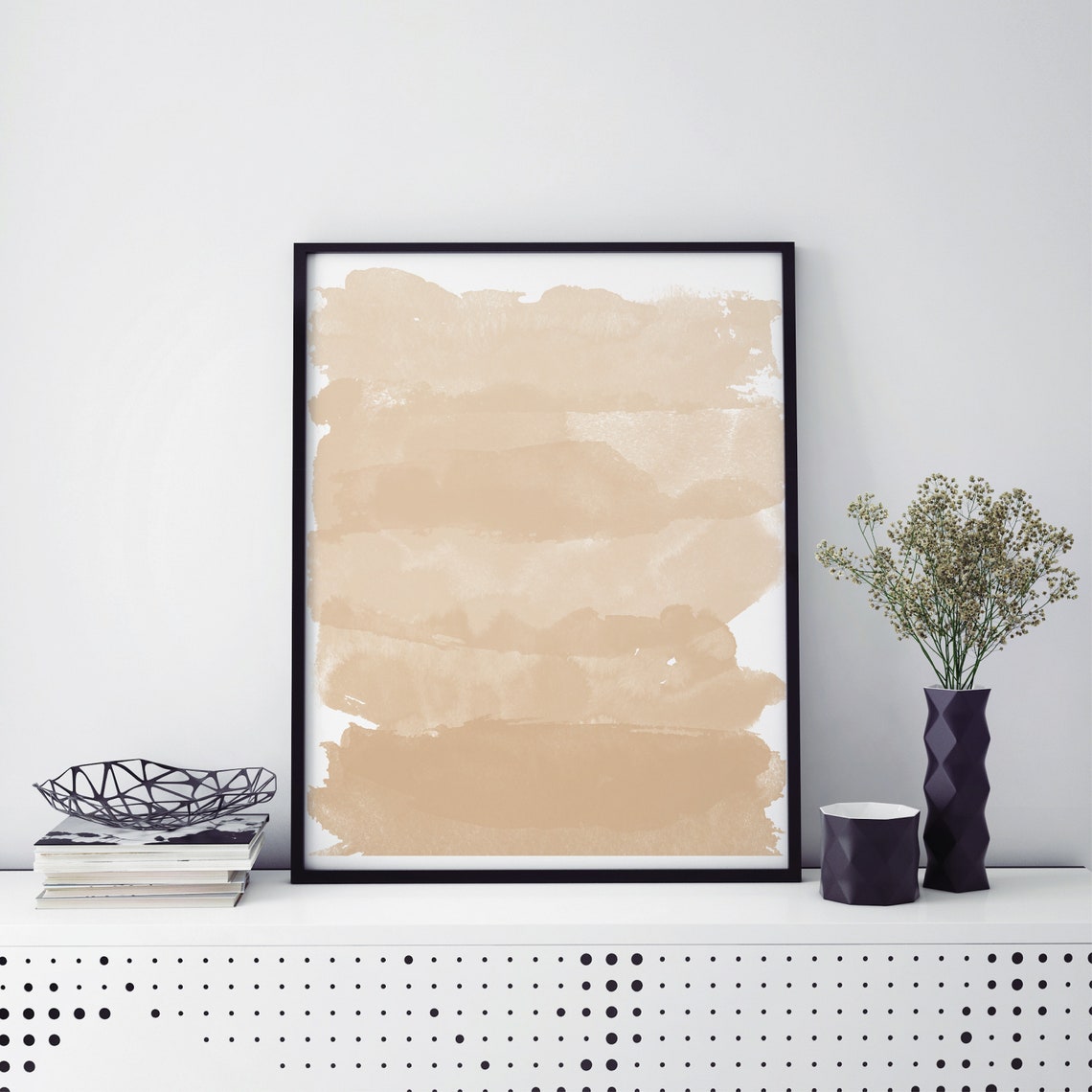 Gray Ink Blot Abstract Artwork Frame Options Black White Matte Poster - Image 3