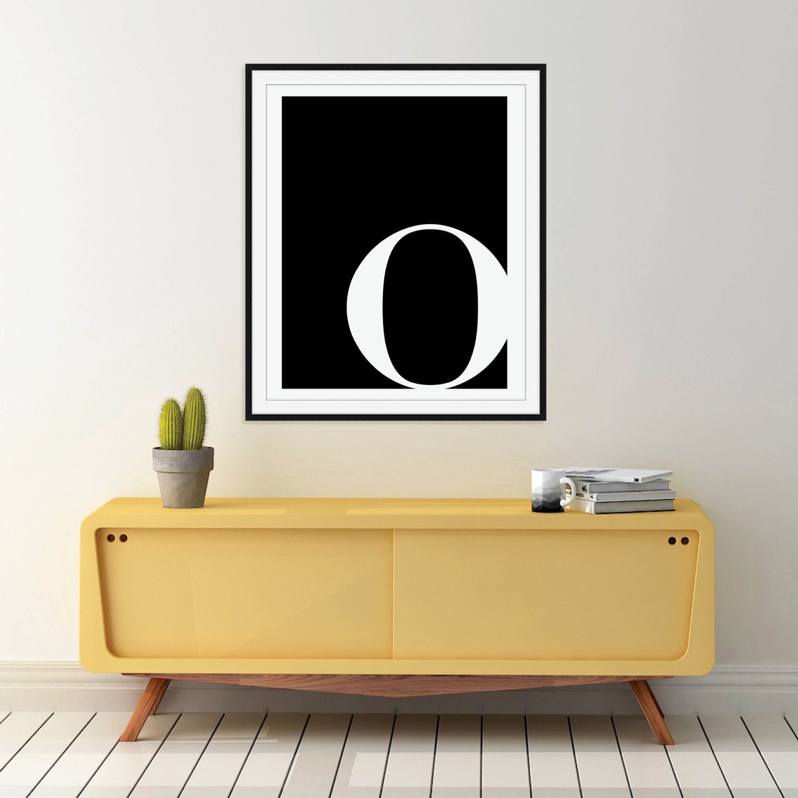 Letter O Bold White Serif On Black Minimalist Typography Poster - Image 4