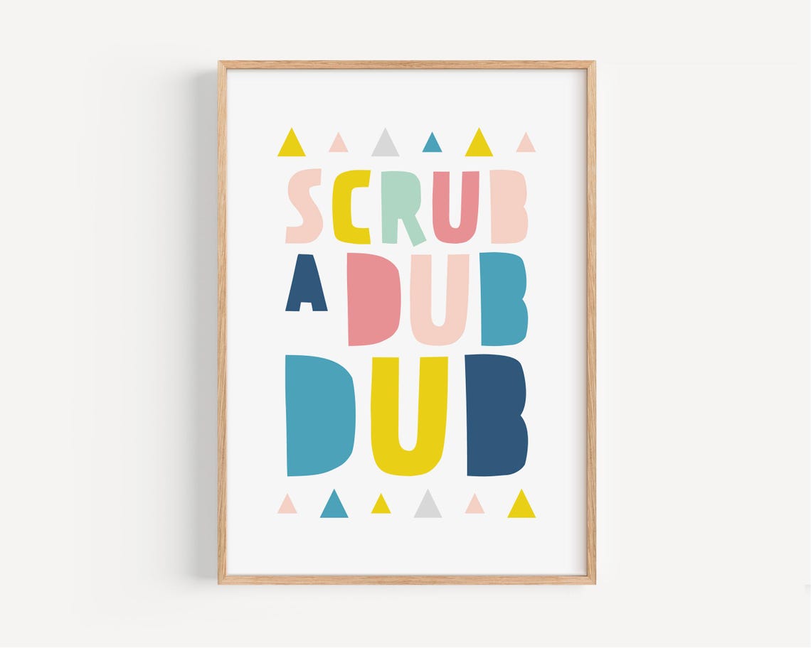 Funny Bathroom Art Scrub A Dub Dub Kids Bathroom Wall Art Printable Bathroom Prints Bath Kid Wall Art Art Print