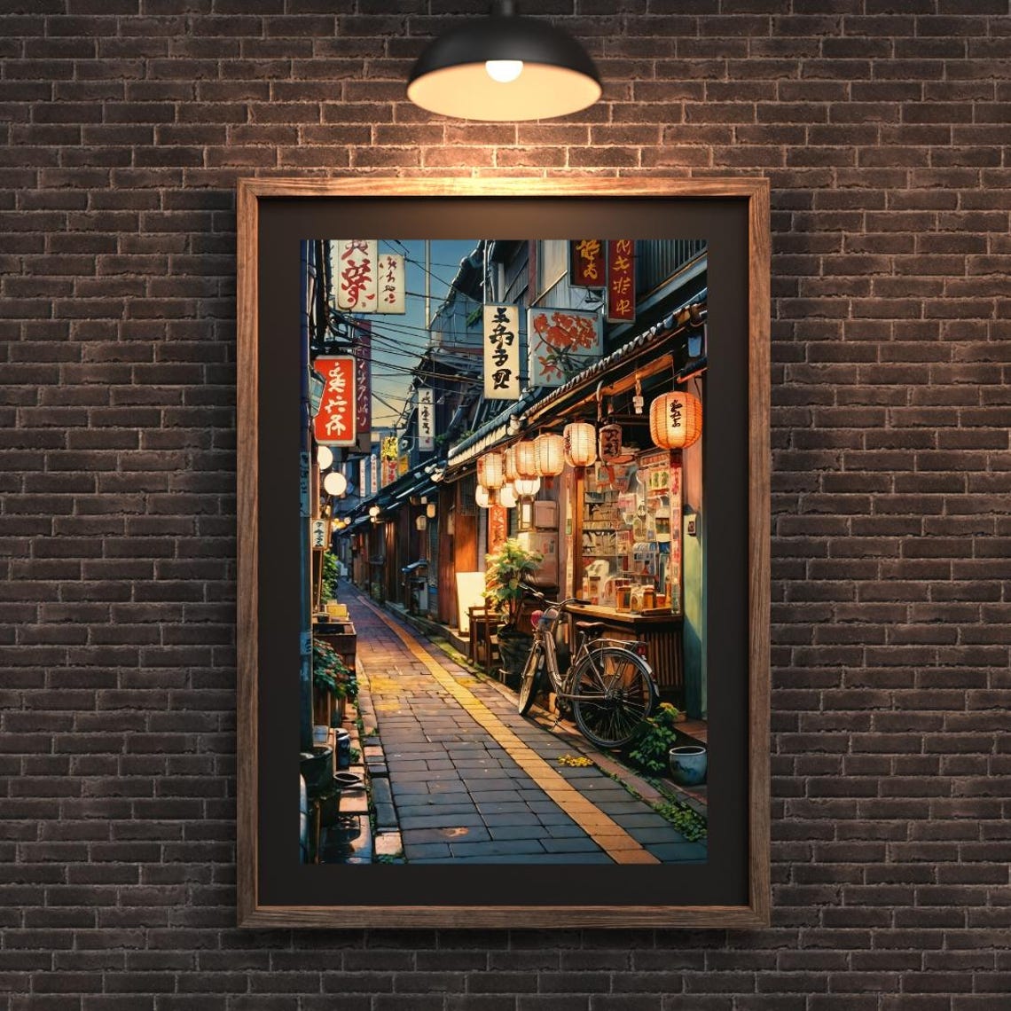 Tokyo Japan Lantern Lit Old Town Street Dusk Evening Wall Art