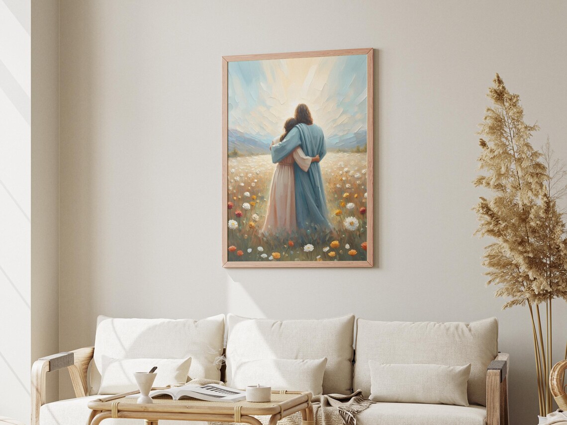 Moments Of Grace Jesus Hugging Woman Art Print - Image 3