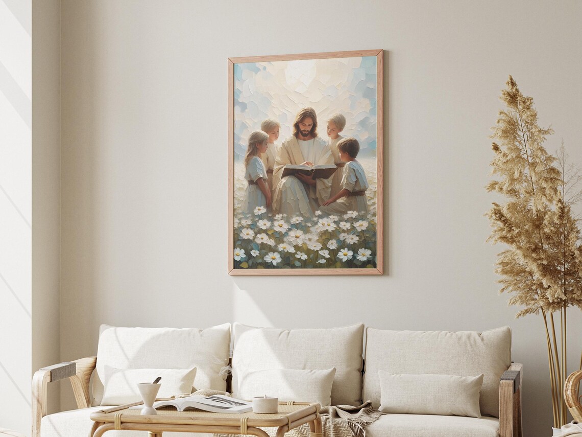 Lessons Of Love Jesus Teaching Children Art Print - Image 3