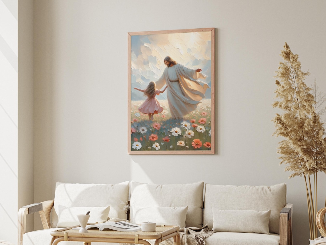 Jesus And Girl Dancing, Modern Christian Art Print - Image 3