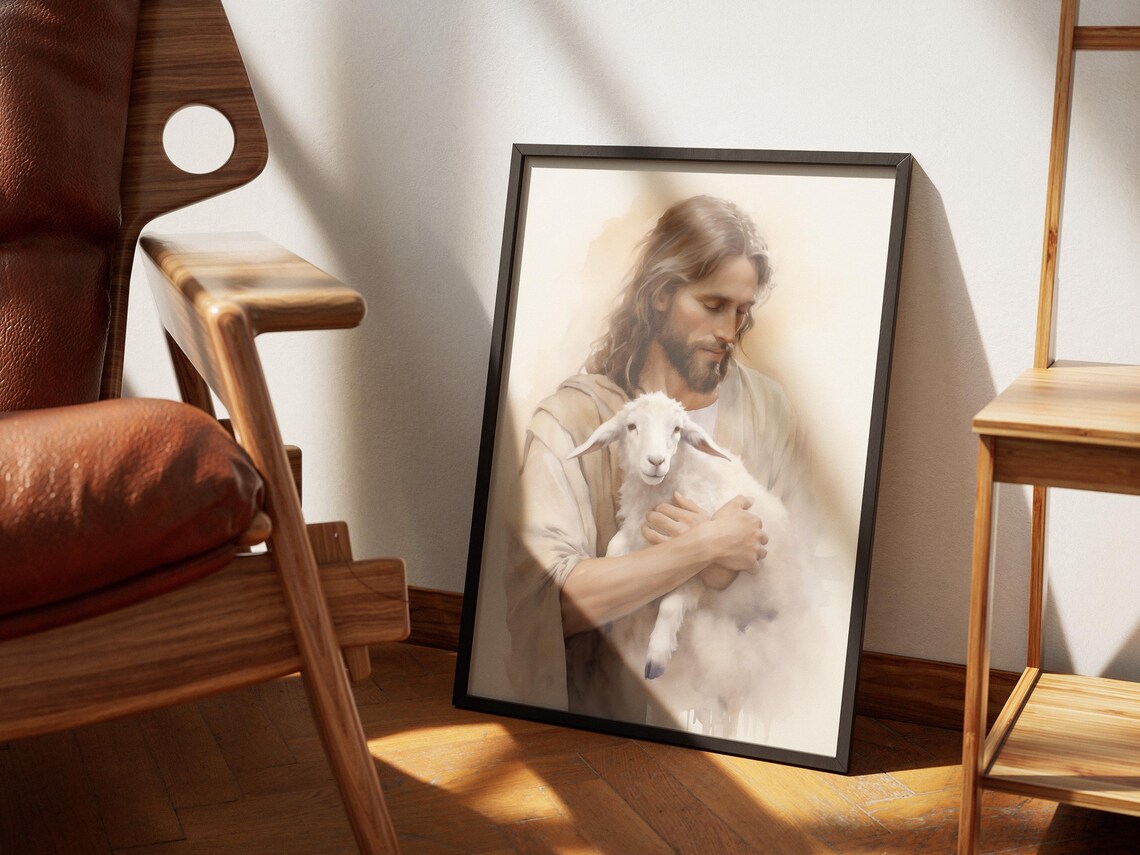 Jesus Holding Lamb, The Good Shepherd Poster - Image 2