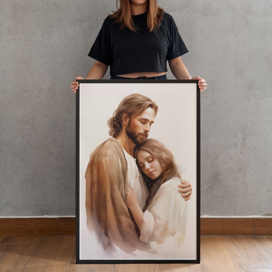 Jesus And Woman Art Jesus Hugging Woman Jesus Heals A Woman Jesus Jesus Art Christian Painting Jesus Portrait - Image 4