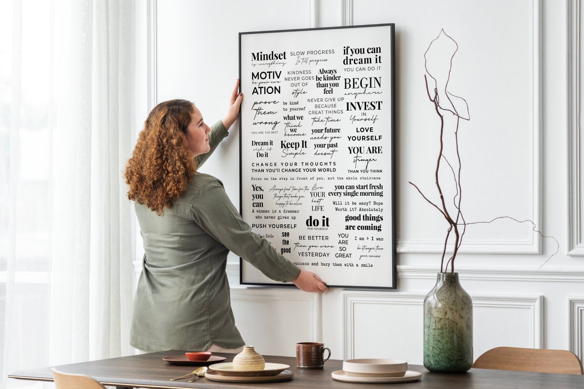 Inspirational Quote Collage Mindset Dream Big Typography Poster
