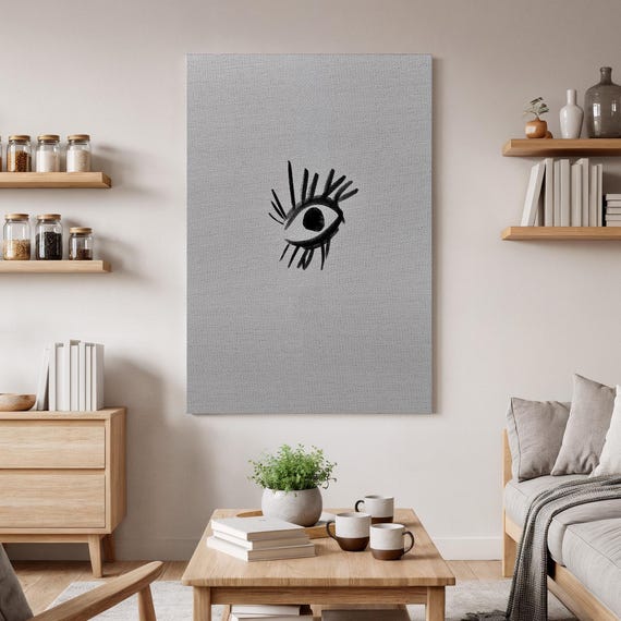 Minimalist Eye Wall Art Abstract Black And White Canvas Modern Line Drawing Print Simple Illustration Decor Unique Eyes