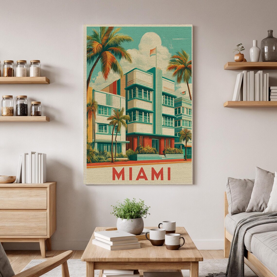 Miami Art Deco Travel Poster, Vintage City