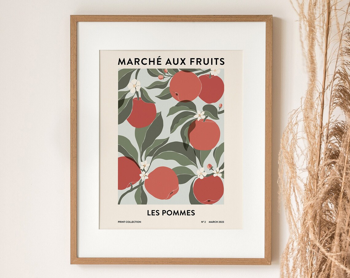 Apples Print, Abstract Botanical Kitchen Art Print - Image 3