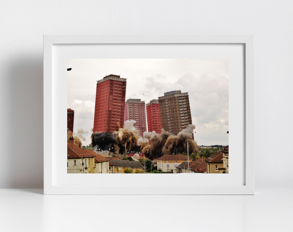 Glasgow Red Road Flats Demolition Brutalist Art Print