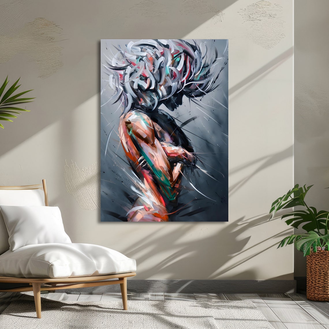 Abstract Woman With Flowing Colorful Hair in a Modern Art Poster - Image 5