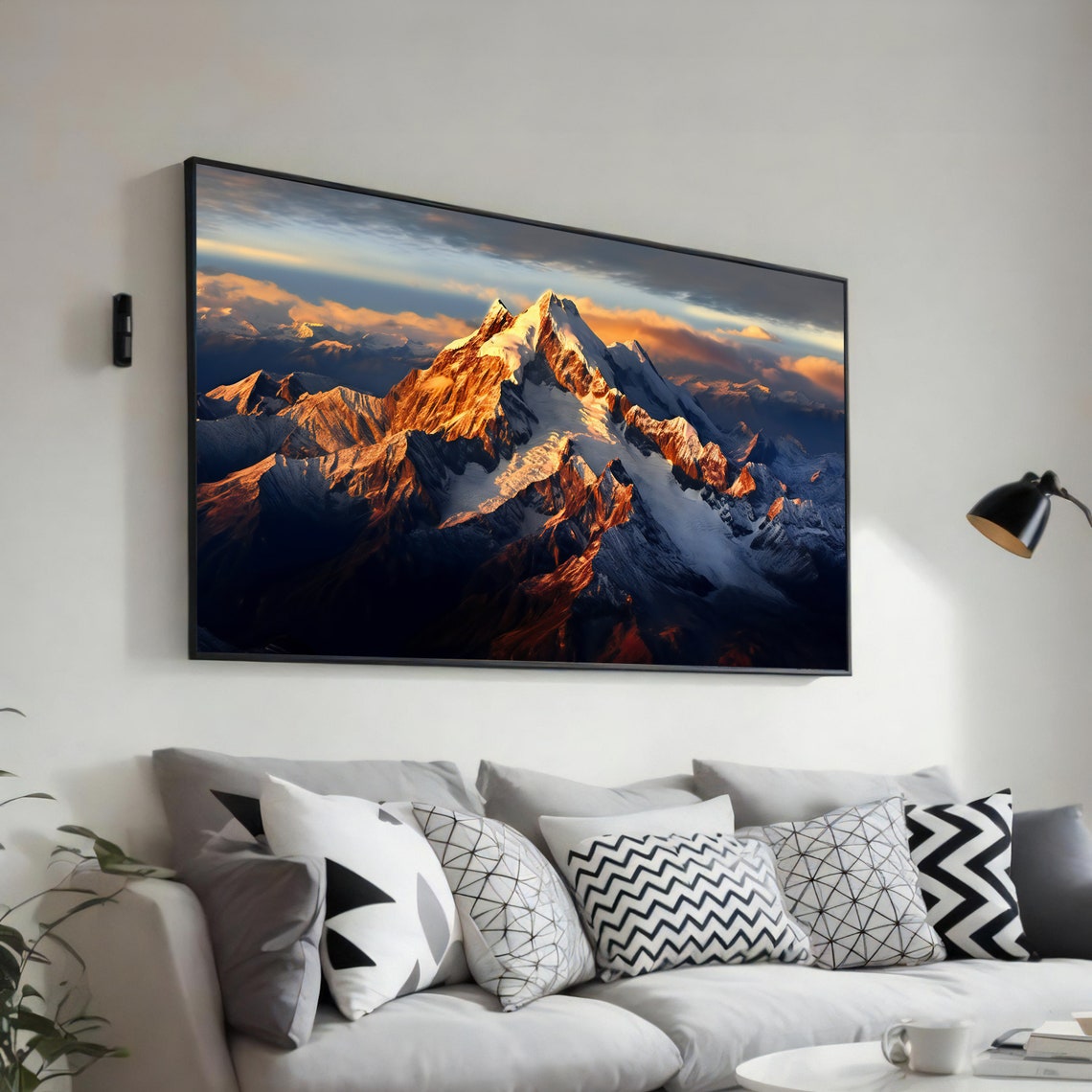 Himalayan Sunset Majesty Mountain Landscape Art Sunset Peak Painting Ready To Hang