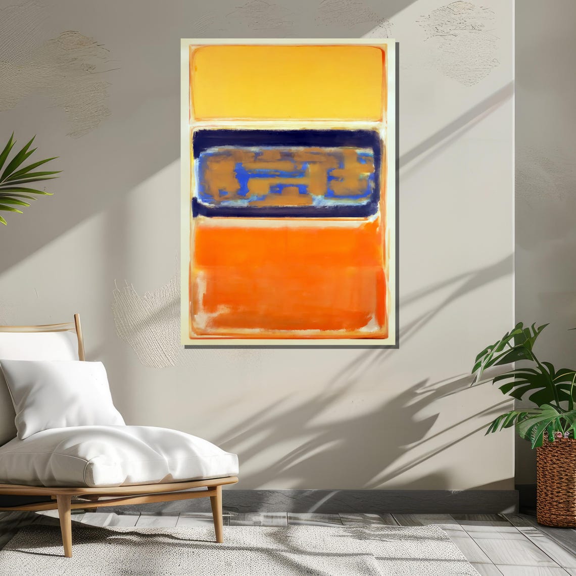 Abstract Expressionist Bold Orange and Yellow Color Block Art Poster - Image 3