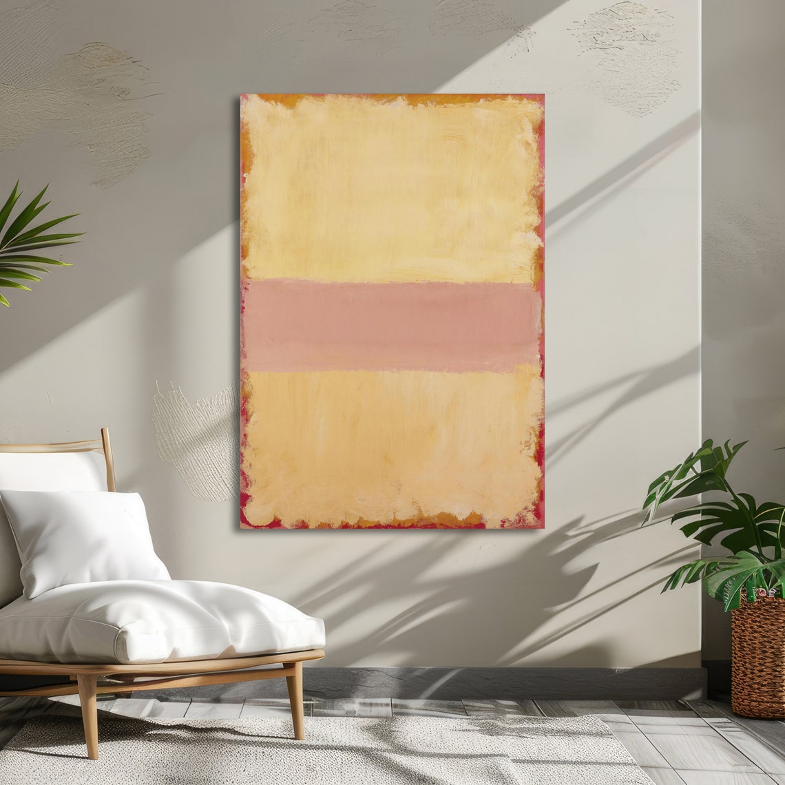 Soft Yellow and Pink Mark Rothko Inspired Abstract Art Poster - Image 2