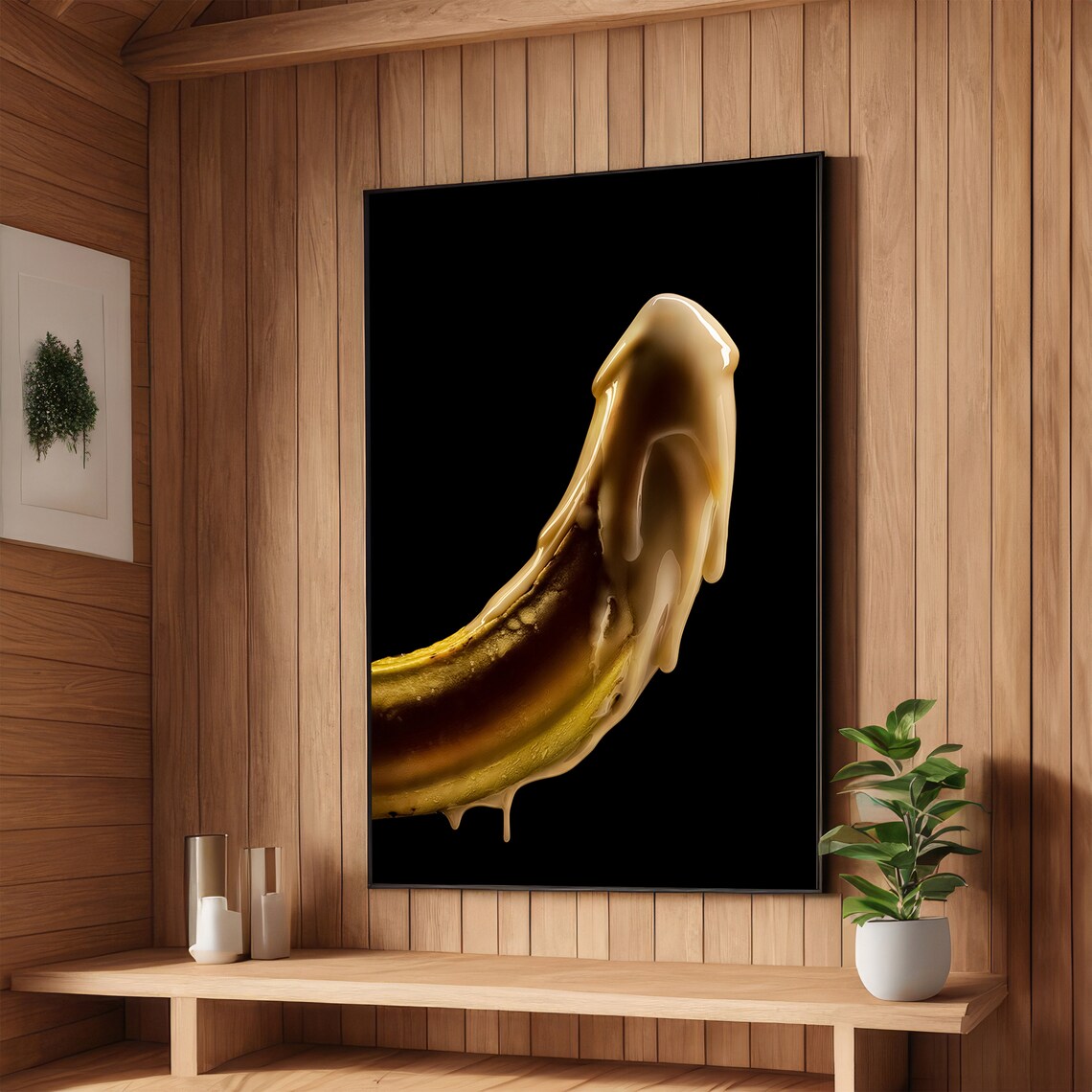 Seductive Banana Drip Art Erotic Food Art Unique Kitchen Wall Decor Ready To Hang