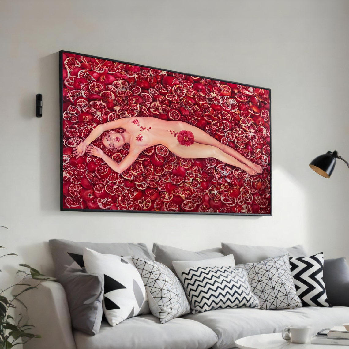 Pomegranate Woman Sensual Nude Fruit Still Life Artwork Poster