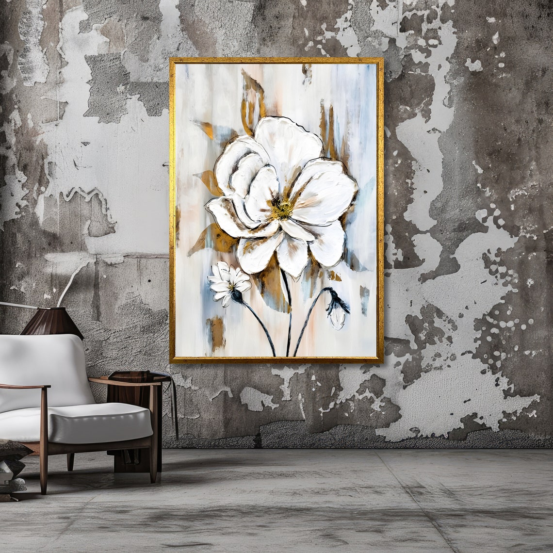 White Blossom Abstract Floral Painting Soft Modern Decor Poster - Image 3