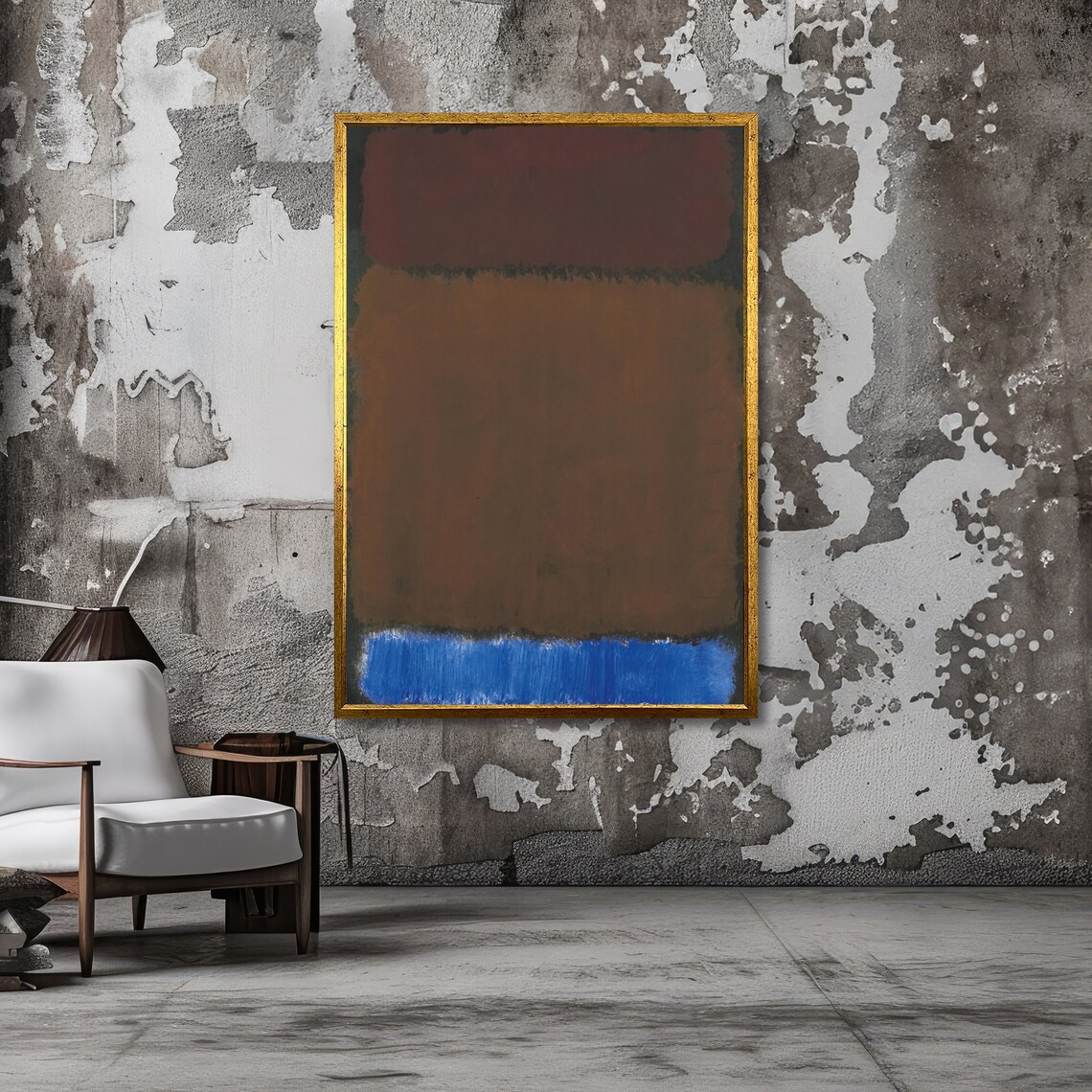 Earthy Brown and Cobalt Blue Rothko-Inspired Abstract Poster - Image 3