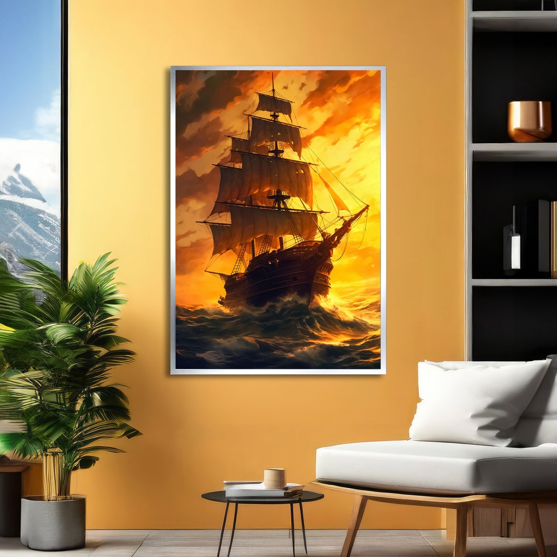 Sunset Sail Nautical Wall Art Ready To Hang - Image 2