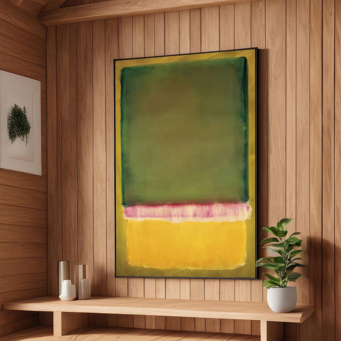 Green Yellow Pink Color Field Abstract Modern Art Gallery Poster