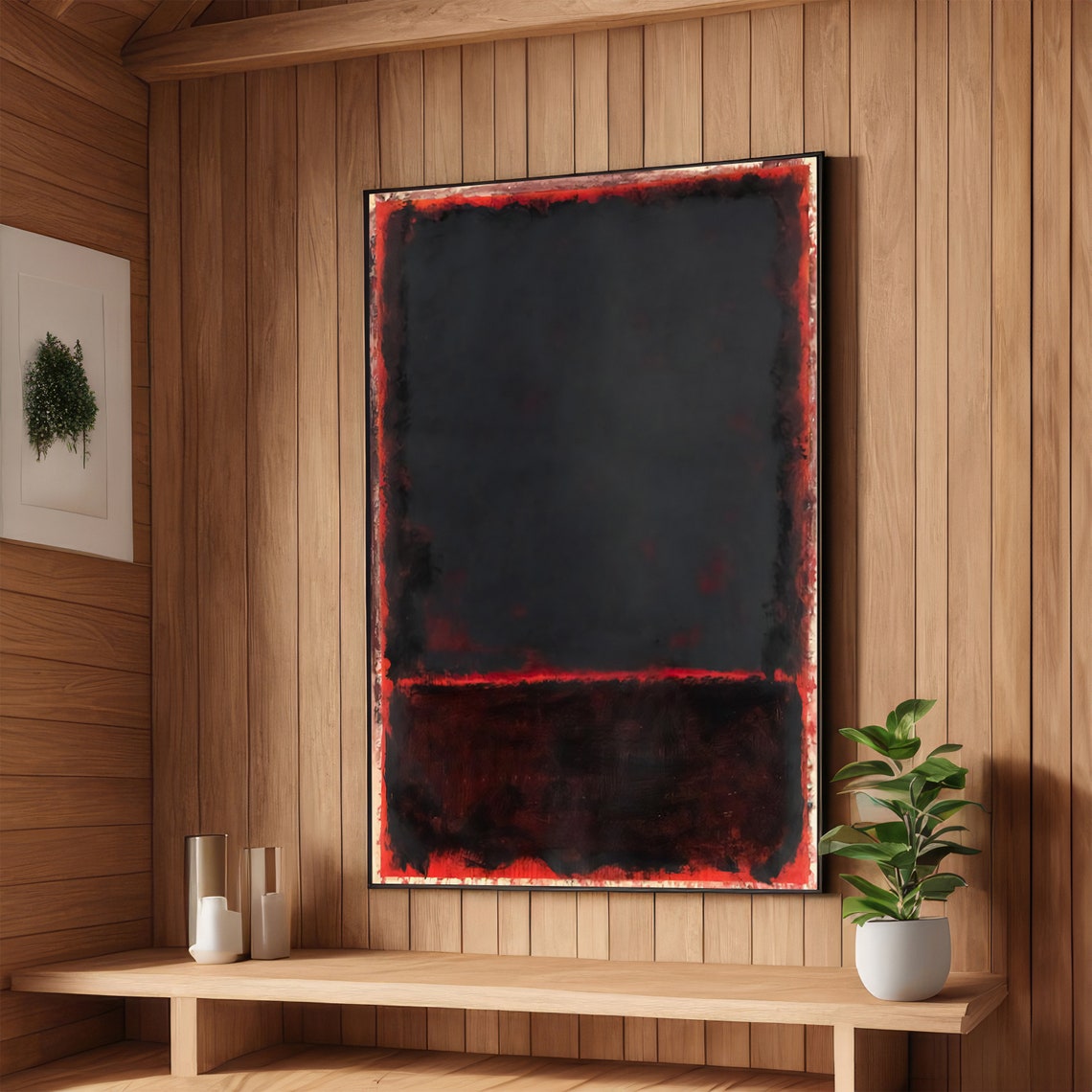 Dark Red and Black Rothko-Inspired Dramatic Color Field Poster