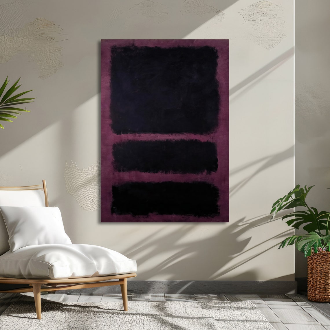 Dark Purple and Black Rothko-Inspired Moody Abstract Art Poster - Image 5