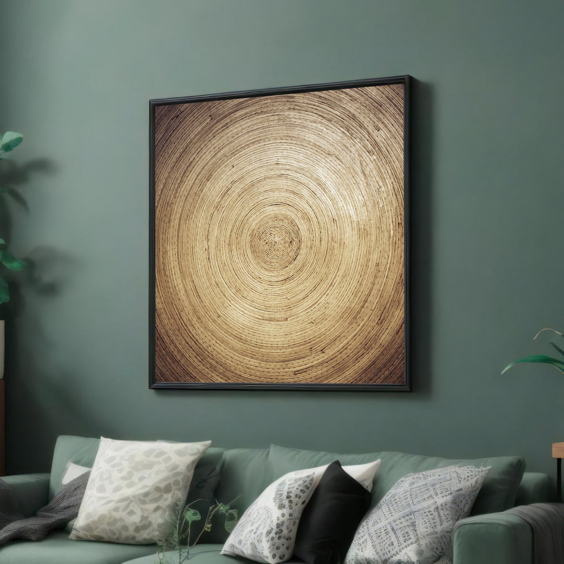 Concentric Spiral Circles Natural Rustic Wood Texture Art Poster