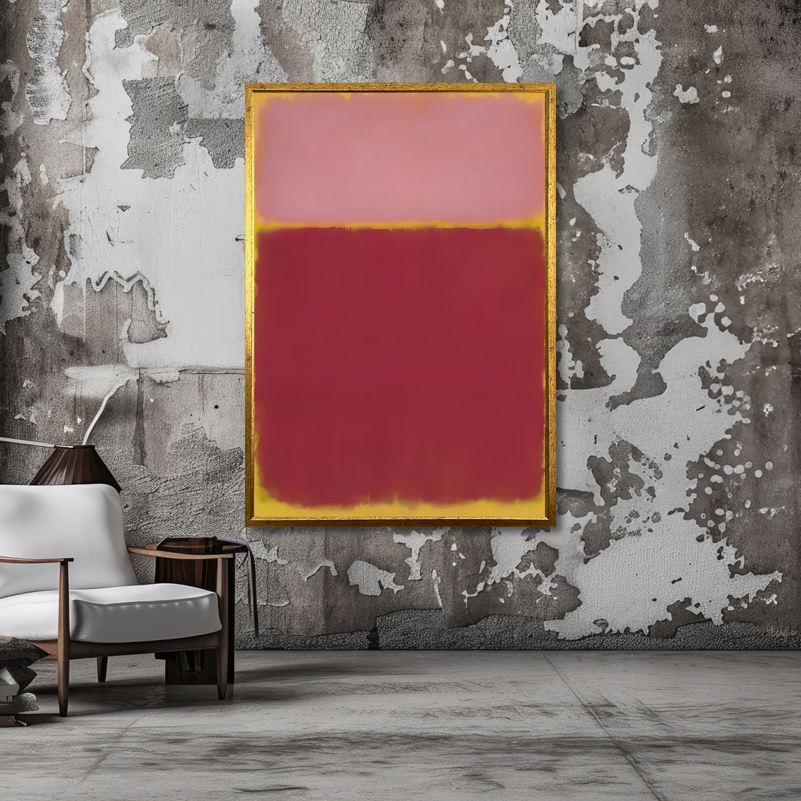 Tender Blush Pink and Crimson Rothko Style Abstract Color Poster - Image 3