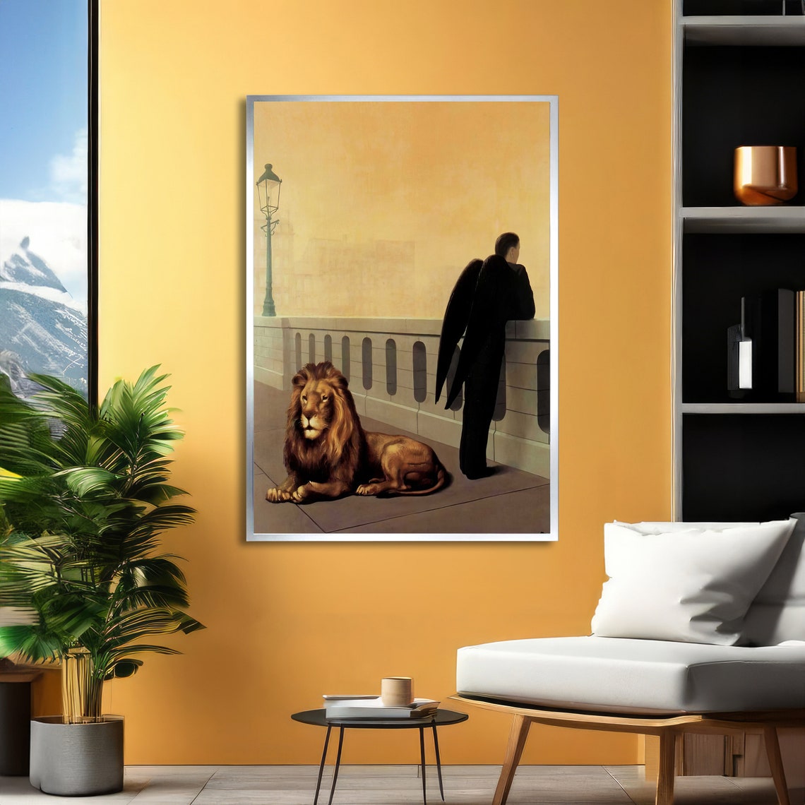 The Black Angel Winged Man and Lion on the Golden Bridge Poster - Image 2