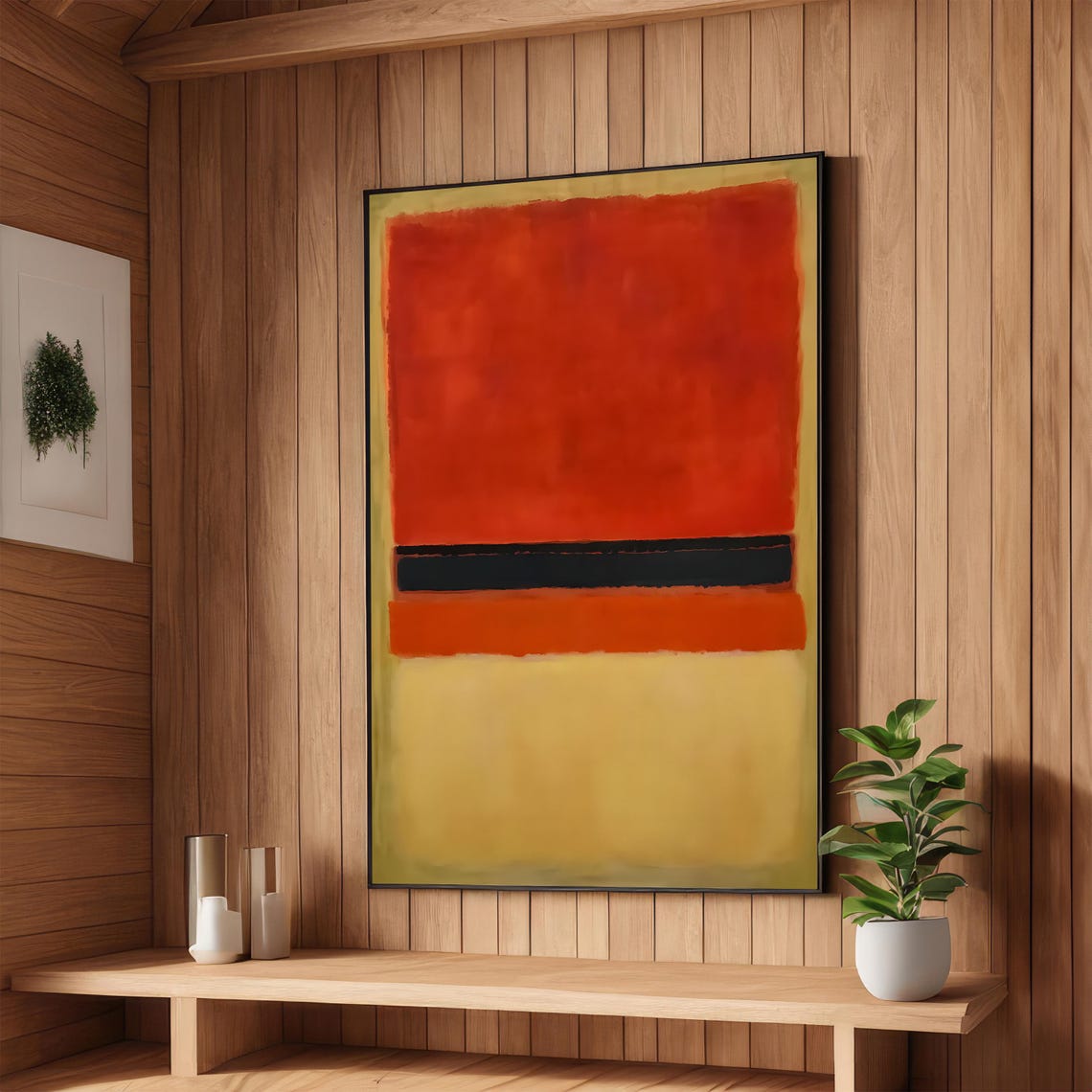 Abstract Expressionist Red Black and Yellow Color Fields Art Poster