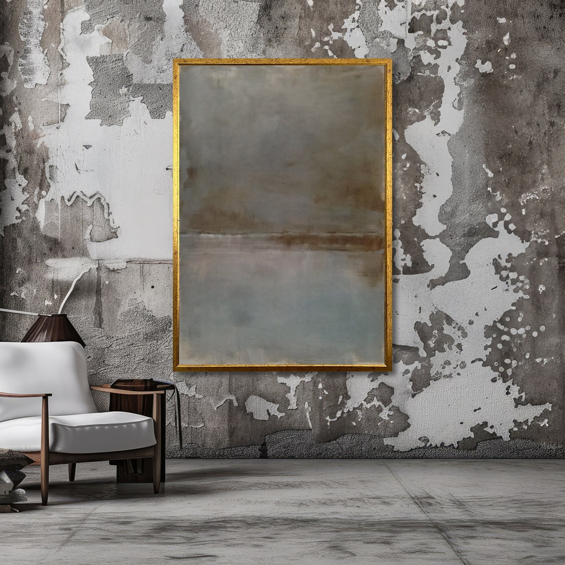 Gentle Soft Grey Brown and Blue Rothko Style Abstract Poster - Image 3