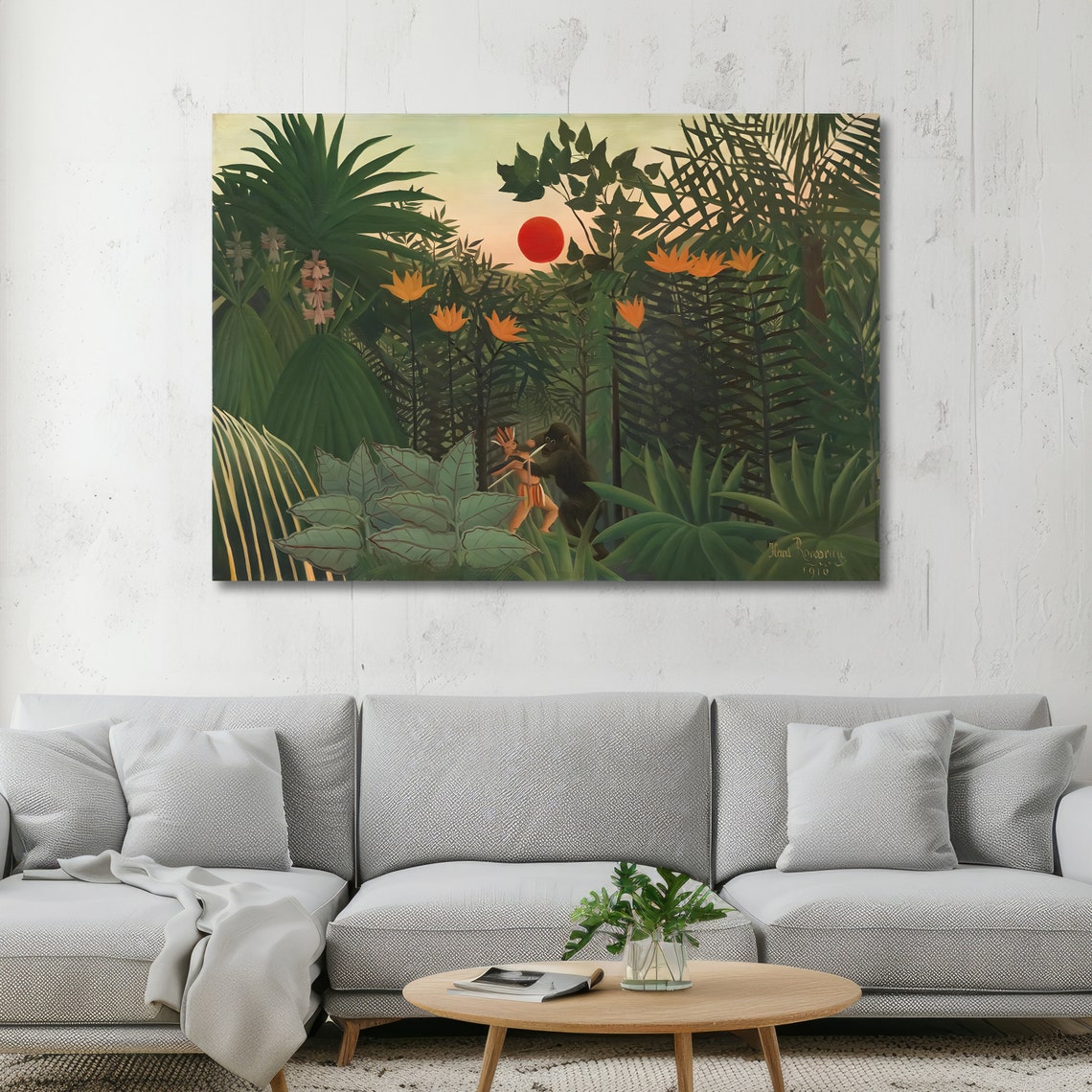 Exotic Jungle At Sunset Rousseau Art Print Primitivism Masterpiece Ready To Hang Decoration - Image 5